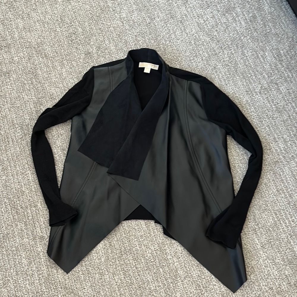 Michael Kors black jacket. Lightweight faux leather and suede.
